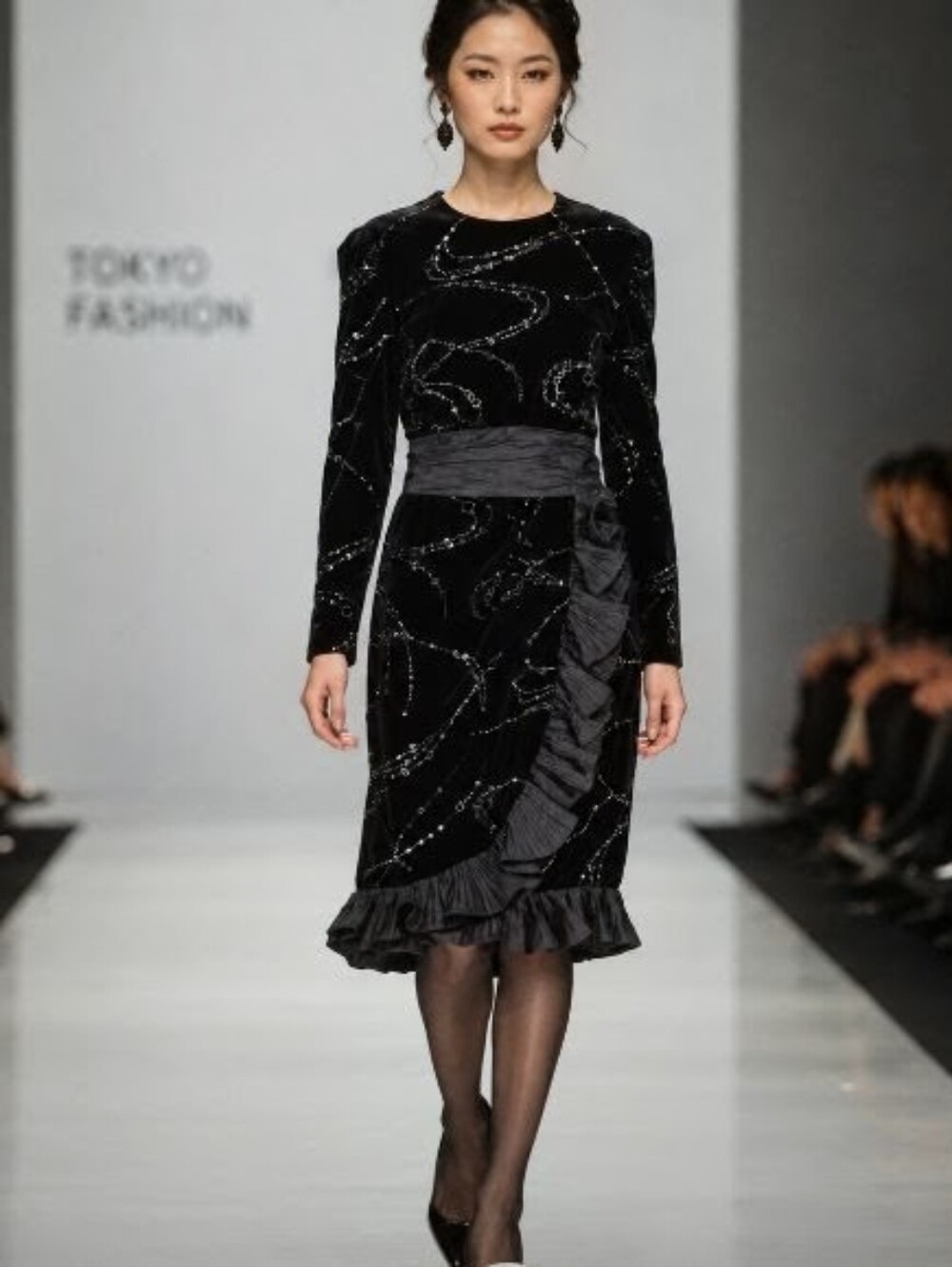Rare Exquisite Escada Couture 6 Black Velvet Silk Embellished Crystals Dress